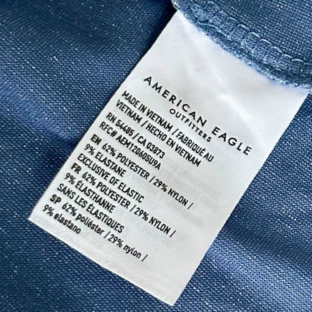 American Eagle Shirt Velvet Tiered Babydoll Top Blue Size Small NWT - Picture 8 of 11